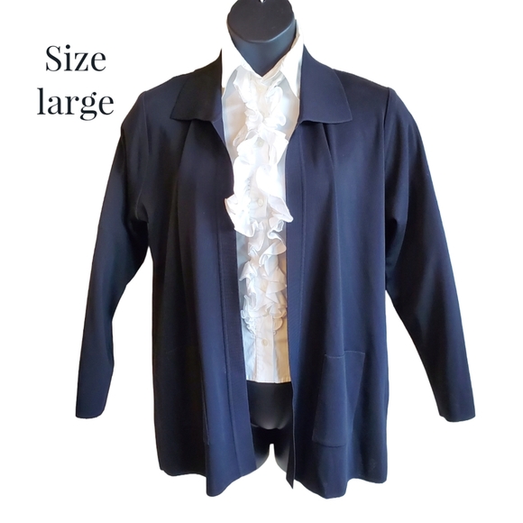 Exclusively Misook black knit open front cardigan sweater, size Large, business - Picture 1 of 5